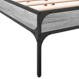 ZNTS Bed Frame Grey Sonoma 120x190 cm Small Double Engineered Wood and Metal 845049