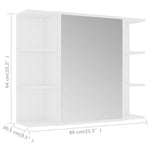 Bathroom Mirror Cabinet White 80x20.5x64 cm Engineered Wood 802606
