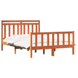 Bed Frame Wax Brown 205.5 x 155.5 x 100 cm Solid Pine Wood 3418133