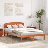 Bed Frame with Headboard Wax Brown 120 x 190 cm Solid Pine Wood 872076
