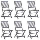 Outdoor Chair Set of 6 Grey Solid Acacia Wood Medium Foldable 3065520