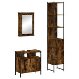 3 Piece Bathroom Furniture Set Smoked Oak Engineered Wood 3214797