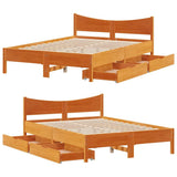 Bed Frame with Drawers Wax Brown 150x200 cm King Size Solid Wood Pine 3301904