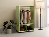 Open Wardrobe on Wheels, Bedroom Wardrobe with Clothes Hanging Rail, 2 Storage Shelves, Mobile T3398P328098