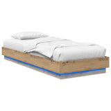 Bed Frame with LED Artisian Oak 80 x 200 cm Engineered Wood 8009010