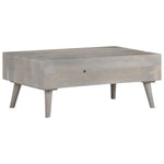 ZNTS Coffee Table Grey 100x60x40 cm Solid Rough Mango Wood 321808