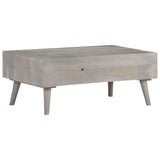 ZNTS Coffee Table Grey 100x60x40 cm Solid Rough Mango Wood 321808