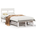 ZNTS Bed Frame without Mattress White 75x190 cm Small Single Solid Wood Pine 850819