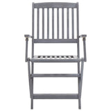 Outdoor Chair Set of 6 Grey Solid Acacia wood Standard Foldable 3065519