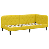 Corner Bed Frame with Headboard Yellow 90 x 190 cm Velvet 42016602
