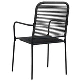 Dining Set Black Cotton Rope, Powder-Coated Steel, Tempered Glass 48570
