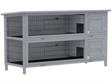 Rabbit Hutch Outdoor Guinea Pig Hutch Bunny Cage with No-Leak Trays, Divider, 136 x 50 x 93cm, Grey T3398P548529