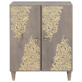 Sideboard Grey and Gold 60 x 33 x 75 cm Solid Mango Wood 4018774