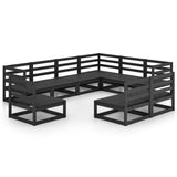 9 Piece Garden Lounge Set Black Solid Pinewood 3075788