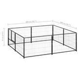 Dog Kennel Black 4 m Steel 3082109