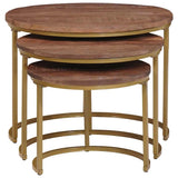 Nesting Coffee Tables 3 pcs Solid Mango Wood and Steel 4104636