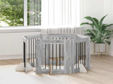 Dog Gate with Stands 6 pcs Grey Sonoma 60 x 80 cm 892106