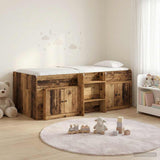 Loft Bed Frame with Cabinet 3 pcs Old Wood Engineered Wood 3423372