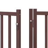 Dog Gate with Door Foldable 15 Panels Brown 750 cm Poplar Wood 3155720