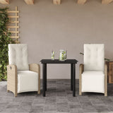 3 Piece Bistro Set with Cushions Beige Poly Rattan 3212577