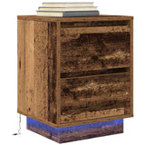 Bedside Cabinets with LED Lights 2 pcs Old Wood 38x34x50 cm 861298