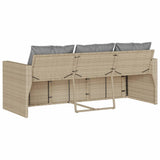 Garden Sofa with Cushions 3-Seater Beige Poly Rattan 366345