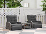 2 Seater Patio Rattan Wicker Chaise Lounge Sofa Set w/ Cushion for Patio Garden Porch, Grey T3398P315417