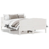 Bed Frame without Mattress White 140x190 cm Solid Wood Pine 3216180