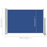 Patio Retractable Side Awning 60x300 cm Blue 48356