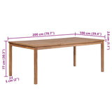 Garden Table 200x100x77 cm Solid Teak Wood 44998