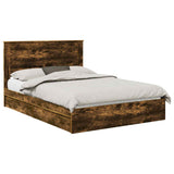 Storage Bed with Drawer Smoked Oak 140 x 200 cm Engineered Wood 3410247