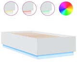 Bed Frame with LED without Mattress White 90x190 cm Single 3209660