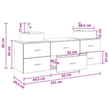Bathroom Cabinet Set 3 pcs Smoked Oak 62.5 x 44.5 x 50 cm 3405871