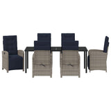 Garden Dining Set with Cushion 7 pcs Grey Poly Rattan 3380363