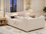 Toddler Bed 3ft Single with LED Headboard Light, Upholstered Kids Bed with Safety N606P434422W