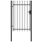 Fence Gate Single Door with Spike Top Steel 1x1.5 m Black 146034