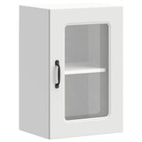 Kitchen Wall Cabinet with Glass Door Kalmar White Engineered Wood 853527