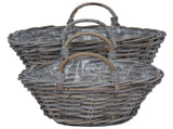 Planter Basket with Storage 2 pcs Grey Lacak Rattan 42020963