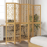 Room Divider 5 Panels Brown Solid Wood Paulownia 358870