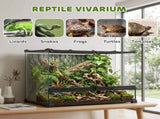 Reptile Glass Terrarium with Stone Background, Front Ventilation, Escape-Proof Knob Lock, 50 x 30 x T3398P548050