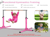 Height Adjustable Gymnastics Horizontal Bar for Kids, Children Junior Kip High Bar Fitness, Pink T3398P347570