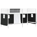 Kids'Loft Bed Frame with Curtains White and Black 107 x 200 cm 42020814