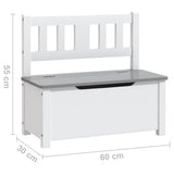Children Storage Bench White and Grey 60x30x55 cm MDF 10407