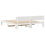 Bed Frame with Headboard White 200 x 200 cm Solid Pine Wood 872639