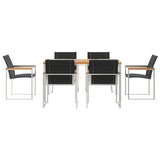 Garden Dining Set 7 pcs Solid Acacia Wood and Stainless Steel 3334816