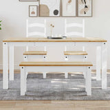 Dining Table PANAMA White 160x80x75 cm Solid Wood Pine 4005707