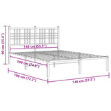Metal Bed Frame without Mattress with Headboard White 140x190cm 376373