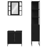 3 Piece Bathroom Cabinet Set Black Engineered Wood 3214740