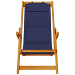 Folding Beach Chair with Armrests Blue Acacia Wood & Textilene 4108069