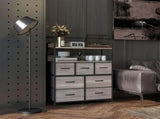 Rustic Chest of Seven Fabric Drawers - Grey Wood Effect T3398P330513